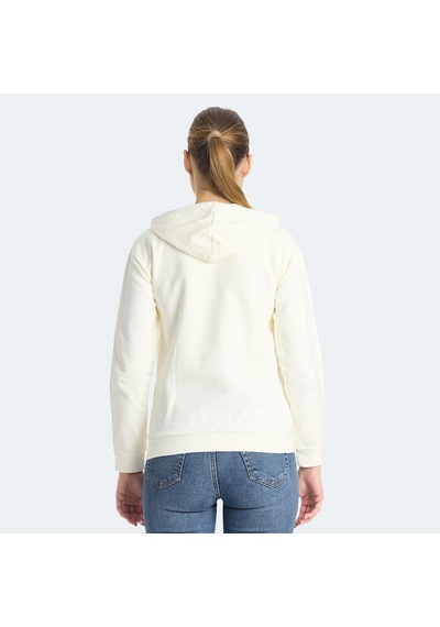 Slazenger KINET Kadın Fermuarlı Kapüşonlu Cepli Ekru Sweatshirt