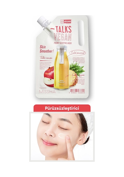 Missha Pürüzsüz Görünüm Veren Vegan Uyku Maskesi 10g Talks Vegan  Pocket Sleeping Mask (Skin Smoother)