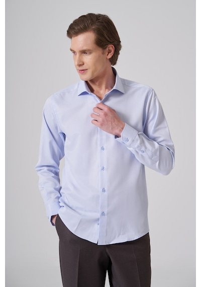 Morven Erkek A.mavi Polyester Trend Slim Fit Tam İtalyan Yaka Gömlek 26mc004044301 A.mavi