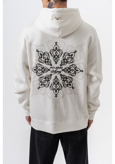 Respire Erkek Itsbyzey Nakışlı Kapüşonlu Oversize Hoodie Ekru