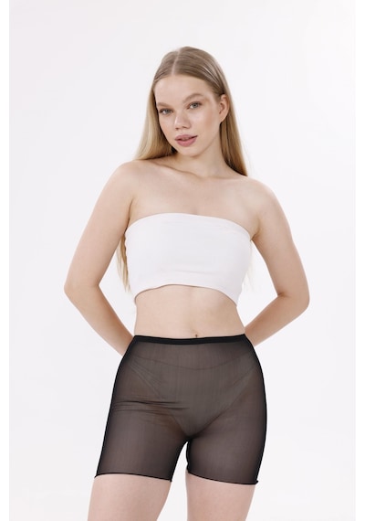 Ang Butik Freshness 0024 Lazer Kesim Tül Boxer Korse SIYAH