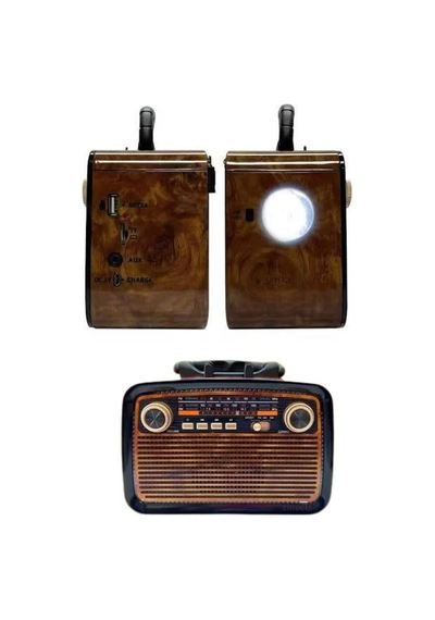 Nostalji - 130 - Radyo Bluetooth Hoparlör Usb-sd Kart Giriş Led Fener Işıklı - Shophnrl - Batlı Pilli