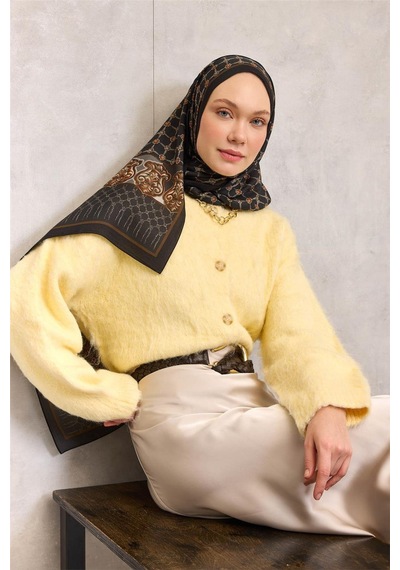 Silk Home Floş Viskon Organik Şal Siyah Halat Desenli Akışkan Dökümlü 75x195 Çok Renkli 45404452