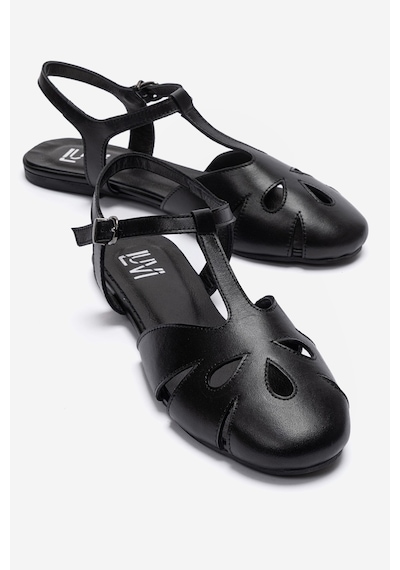 Luvishoes Nathalıe Siyah Cilt Hakiki Deri Kadın Sandalet