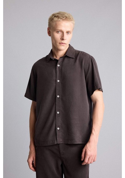 Defacto Regular Fıt Tencel Kısa Kollu Gömlek E2530ax26smbn339 Kahve-bn339