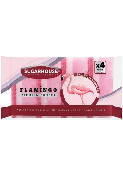 2 Adet Sugar House Flamingo Çizmez Sünger Oluklu 4'lü