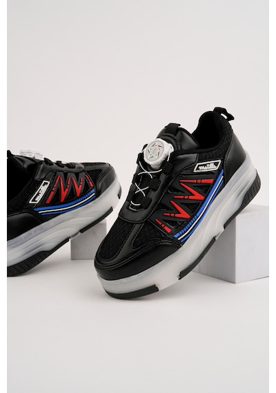 Muggo Sky Çocuk Işıklı Patenli Tekerlekli Sneaker Spor Ayakkabı Siyah - Kırmızı