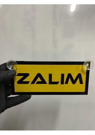Sarı Renk Üzeri Siyah Renk Zalım Yazılı Vantuzlu Cam Süsü
