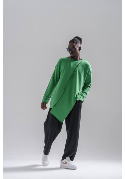 Yeşil Asimetrik Sweatshirt Yeşil