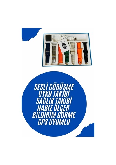 Ers- Akıllı Saat 7 Kordon Hediyeli Takvim Alarm Nabız Ölçer Bildirim Görme Sesli Görüşme