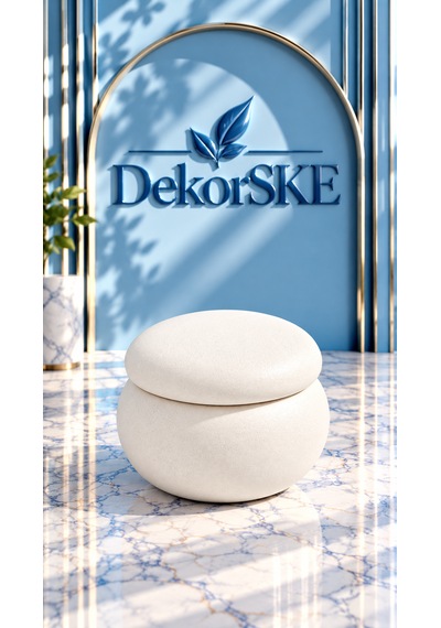 Dekorske - Taş Tozu Kapaklı Mini Kase - 4x6 Cm - Çok Amaçlı Dekoratif Saklama Kutusu Dekoratif Objeler