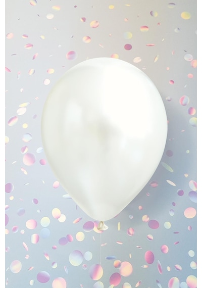 Metalik Beyaz Balon 12" 30 Cm Metalik Balon 10lu Paket Metalik Beyaz
