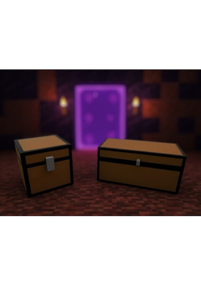 Minecraft 2 Li Sandık Dekoratif Kutu - Masaüstü Saklama Ve Düzenleyici Kutu
