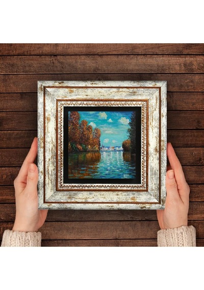 Claude Monet Sonbahar Taş Duvar Tablosu - Çerçeveli Taş Tablo - Dekoratif Duvar Sanatı - Modern Ev Ve Ofis Duvar Dekoru T1-254
