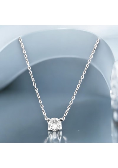 Monemel Swarovski Tek Taş Kolye 925 Gümüş Altın Kaplama N05512 Gümüş - Rodyum