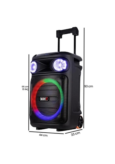 Midex Mxr-1300 Mikrofonlu Şarjlı Portatif Taşınabilir Ses Sistemi Hoparlör Akülü 15 İnç 1300 Watt