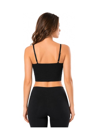 Kadın İp Askılı V Yaka Taşlı Kaşkorse Crop 6437 001