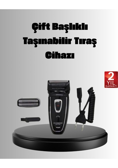 Şarjlı Kablosuz Tıraş Makinesi Çift Başlık Kuru Tıraş Ergonomik Taşınabilir -