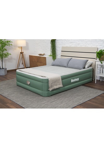Bestway 69646 Toughlite Tpu Çift Kişilik Dahili Pompalı Şişme Yatak 2.03m X 1.52m X 46 Cm Yeşil