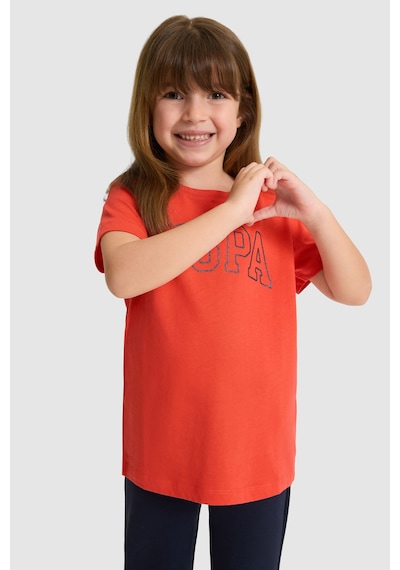 U.s. Polo Assn. Kız Çocuk Kırmızı Tişört Basic 50325631-vr213 Rısk Red