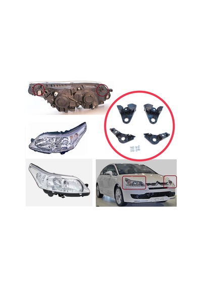 Sağ Sol Ön Far Tamir Seti Citroen C4 Mk1 Lc Coupe 2004-2010 İçin Standart
