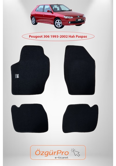 Rizline Peugeot 306 1993-2002 Araca Özel Halı Paspas Siyah