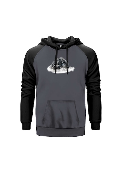 Snow Mountain Landscape Gri Renk Reglan Kol Sweatshirt Gri