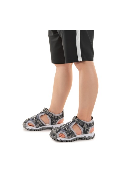 Kiko Kids Erkek Bebek Sandalet Arz 2399 Gri Kamuflaj Gri