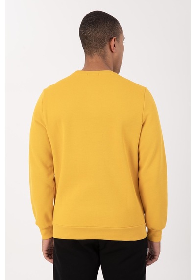Maraton Sportswear Comfort Erkek Bisiklet Yaka Takma Kol Basic Sarı Sweatshirt 21836-sarı