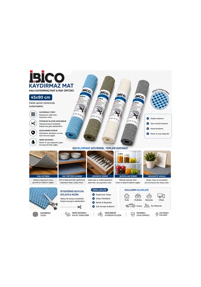 Bşkvirgo İbico İ13-001 45x90cm Halı Kaydırmaz Mat & Raf Örtüsü Mix Renkli Bsk2026