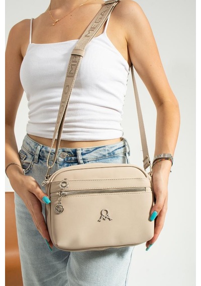 Baginn Kadın Postacı Çanta 23 18 Cm Çapraz Askılı Omuz Çantası Mega Bag Günlük Kullanıma Uygun Vizon