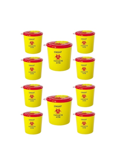 Safell Tıbbi Atık Kovası 5 Litre 10 Adet Çok Renkli