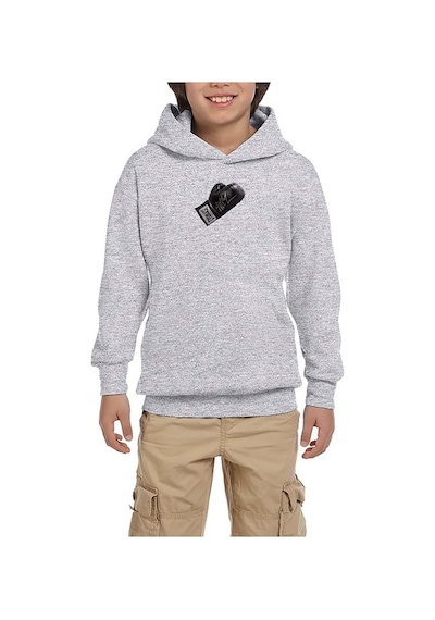 Zepplin Giyim Black Boxing Gloves Gri Çocuk Kapşonlu Sweatshirt Gri