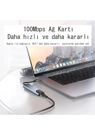 Cr20 10in1 Mac-book Thunderbolt 3 Uyumlu Adaptör Çevirici Hub Type-c'den 4k30hz Hdmı, Usb 3.0, Type-c Pd 100w 20v 5a Hızlı Şarj, Type-c 3.1 Data Port, Sd Ve Micro Sd Kart Okuyucu Rj45 100mbps
