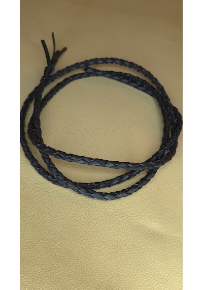 Hakiki Deri Yuvarlak El Örgüsü 4 Mm 1 Metre Keçi Derisi Takı Ve Aksesuar İpi Dıy Kolye Yapım İpi Siyah