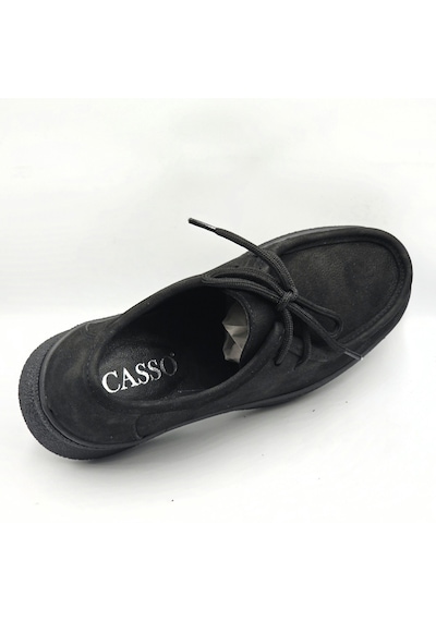 Casso 9791 Siyah Nubuk Hakiki Deri Termolıght Taban Kadın Loafer Ayakkabı