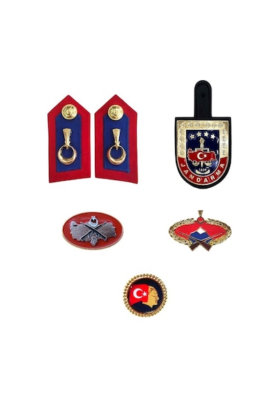 Jandarma Harici Metal Brove 5 Li Tam Takım Set Kırmızı