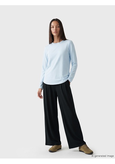 Lcwaıkıkı Basic Siyah Beli Lastikli Geniş Paça Kadın Pantolon