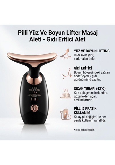 Pilli Yüz Ve Boyun Lifter Masaj Aleti - Gıdı Eritici Jawline Belirginleştirici Cilt Yenileme Cihazı 5728
