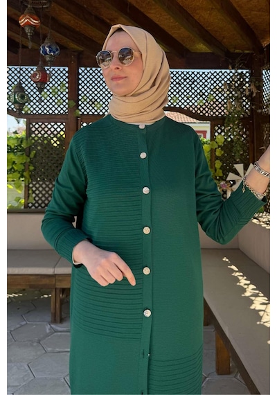 Rabia Şamlı Manolya Zümrüt Triko Hırka Çok Renkli
