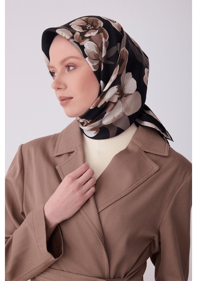 Belli İpek Eşarp - 4330-01 Siyah Twill