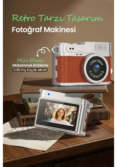 Mini Dijital Kamera Selfie Video Vlog Kamerası Mini Anahtarlık 1080p Cmr35 Kahverengi