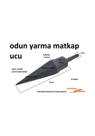 Merttools Odun Yarma Matkap Ucu 3.2 Cm Kalın Sds Plus Yarma Kaması Çelik Odun Kesme Kırma Parçalama Keskisi