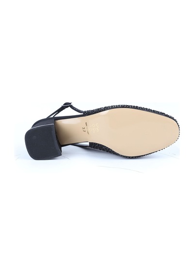 Libero L085.k1105 Taşlı Süet Görünümlü Slingback Kalın Topuklu Kadın Ayakkabı Siyah