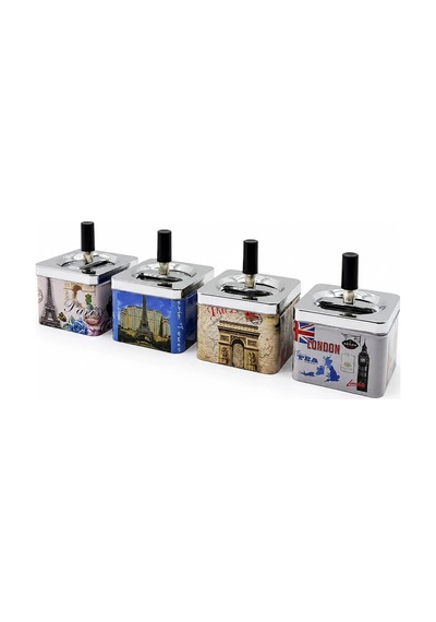 Lb 12 Adet Ashtray Kare - Basmalı Metal Küllük