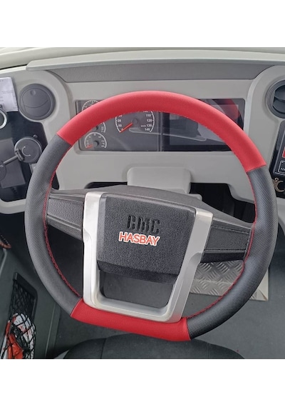 Dikişli Direksiyon Kılıfı Noktalı / Kırmızı Deri Kırmızı Dikişli Bmc Otobüs Bu Direksiyon Renkli