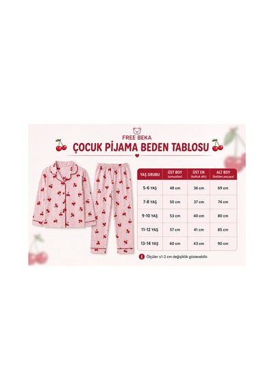 Beka Kids Desenli Uzun Kollu Önden Düğmeli Gömlek Yaka Kız Çocuk Pijama Takımı Ve Göz Bandı Kırmızı