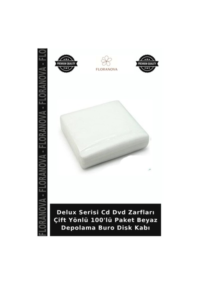 Delux Serisi Cd Dvd Zarfları Çift Yönlü 100'lü Paket Beyaz Depolama Buro Disk Kabı