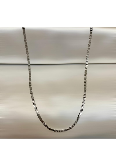 Silver Renk Hasır Örme Çelik Kolye 65 Cm 3mm Silver
