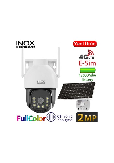 Inox X11 2mp 4g Dış Mekan Güneş Enerjili Pt Güvenlik Kamerası - Renkli Gece Görüş, İnsan Takibi Inox X11 2mp 4g Dış Mekan Güneş Enerjili Pt Güvenlik Kamerası - Renkli Gece Görüş, İnsan Takibi